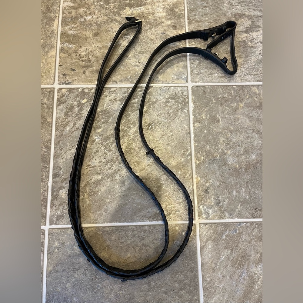 Havana brown braided leather horse reins